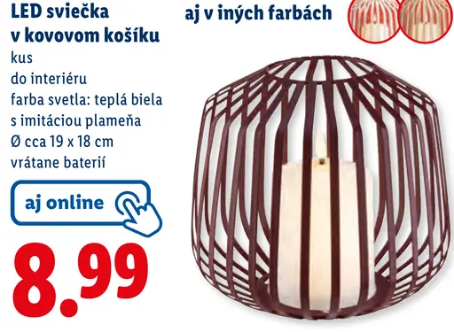 Livarno home LED sviečka v kovovom košíku