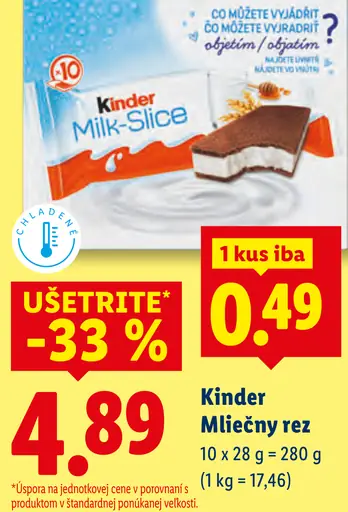 Kinder Mliečny rez