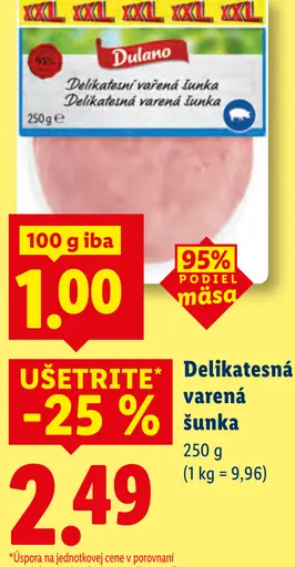 Dulano Delikatesná varená šunka