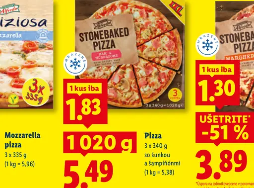 Alfredo Stonebaked Pizza s šunkou a šampiňónmi
