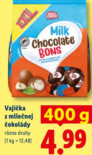 Milk Chocolate vajíčka z mliečnej čokolády