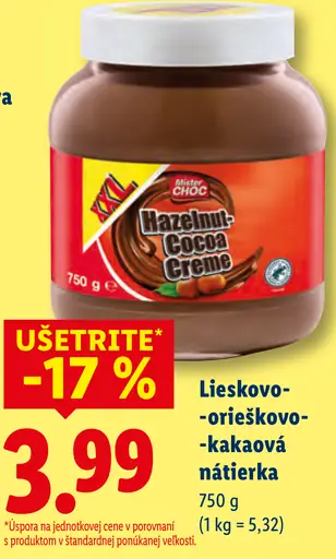 Lieskovo-orieškovo-kakaová nátierka