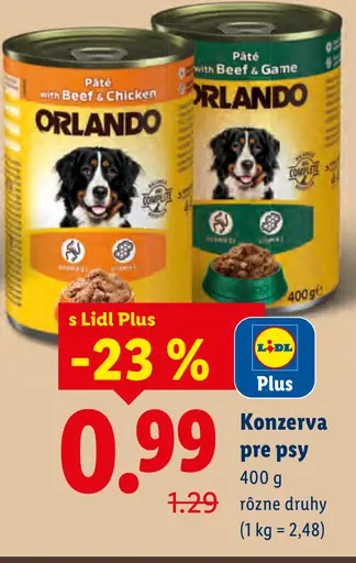 Orlando Konzerva pre psy