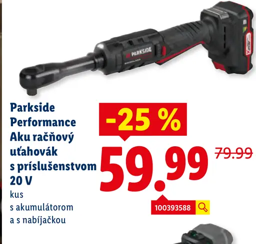 Parkside Performance Aku račňový uťahovák s príslušenstvom 20 V