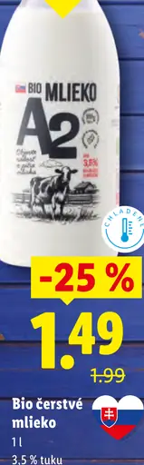 Milsy Bio čerstvé mlieko A2