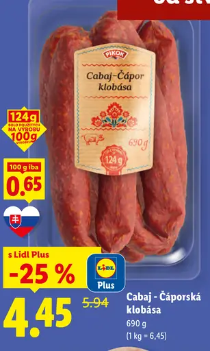 Pikok Cabaj-Čáporská klobása
