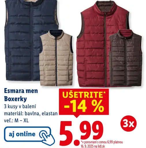 Esmara men Obojstranná prešívaná vesta
