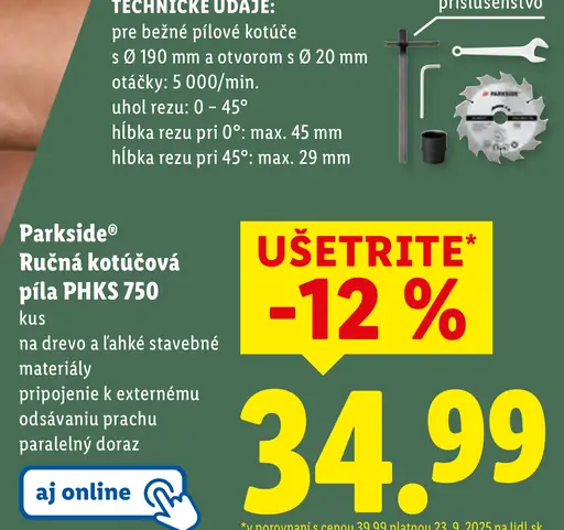 Parkside kotúčová píla