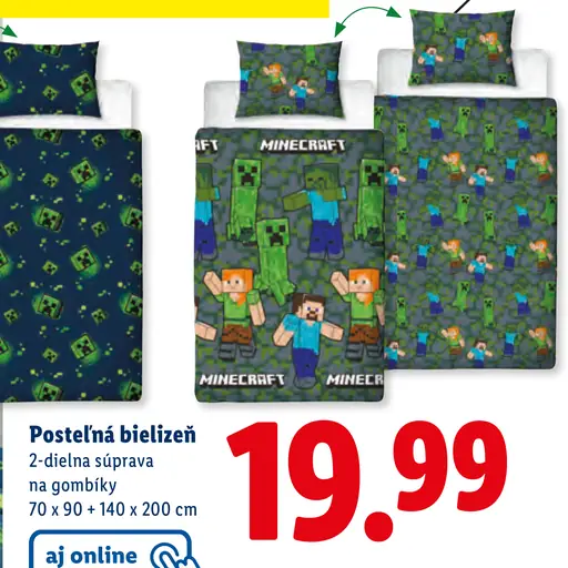 Posteľná bielizeň Minecraft