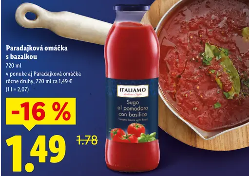 Italiamo Paradajková omáčka s bazalkou