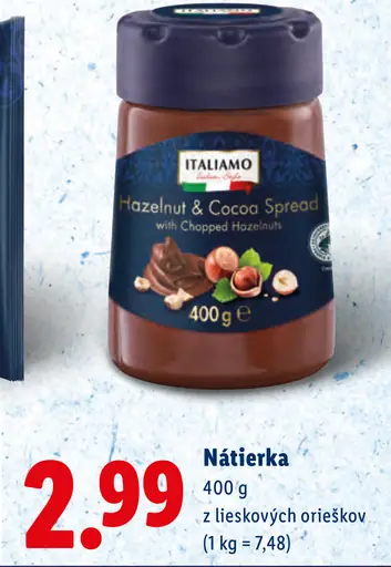 Italiamo Nátierka z lieskových orieškov