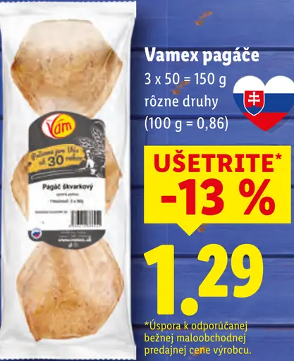 Vamex pagáče rôzne druhy