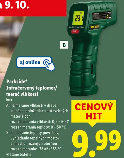 Parkside Infracevný teplomer/merač vlhkosti
