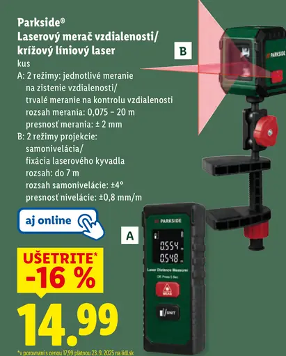 Parkside laserový merač vzdialenosti/krížový líniový laser