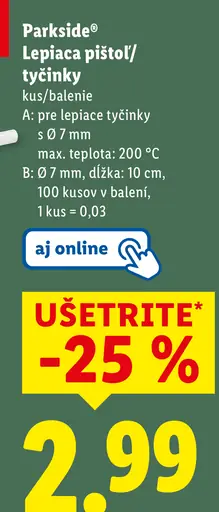 Parkside Lepiaca pištoľ/tyčinky