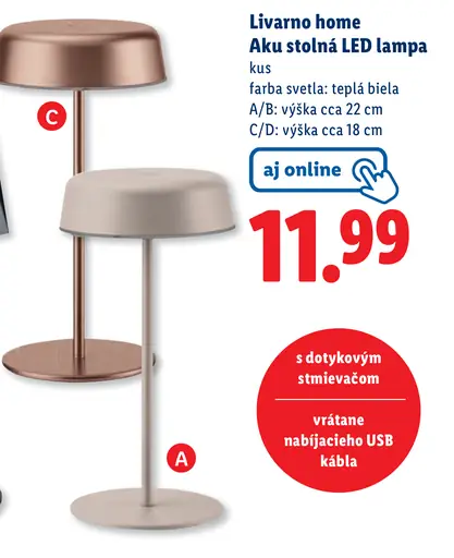 Livarno home Aku stolná LED lampa