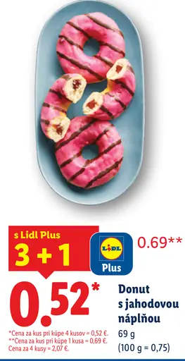 Donut s jahodovou príchuťou