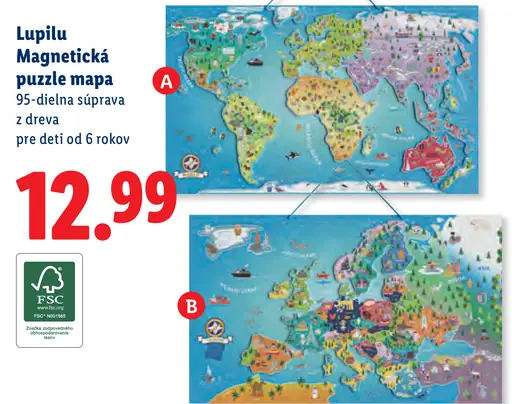 Lupilu Magnetická puzzle mapa