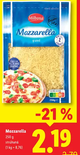 Milbona Mozzarella strúhaná