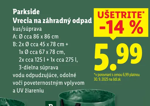 Parkside Vrece na záhradný odpad