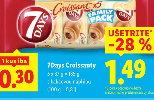 7Days Croissants s kakaovou náplňou