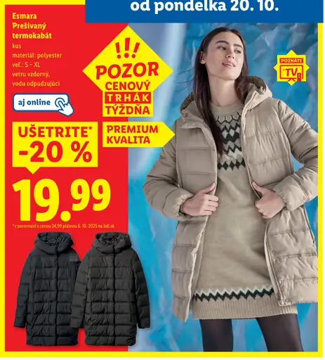 Esmara Prešívaný termokabát