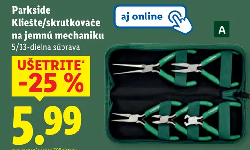 Parkside Kliešte/skrutkovače na jemnú mechaniku