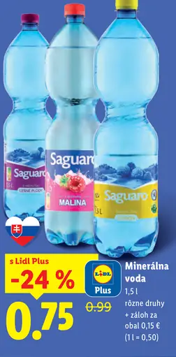 Saguaro Minerálna voda s príchuťou