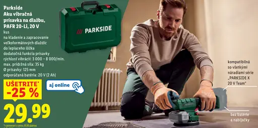 Parkside Aku vibračná prísavka na dlažbu PAFR 20-Li