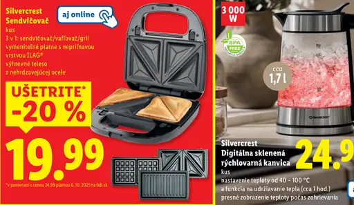 Silvercrest Digitálna sklenená rýchlovarná kanvica