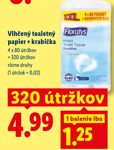 Floralys Vlhčený toaletný papier + krabička
