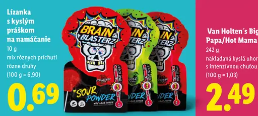 Brain Blasterz lízanka s kyslým práškom na namáčanie