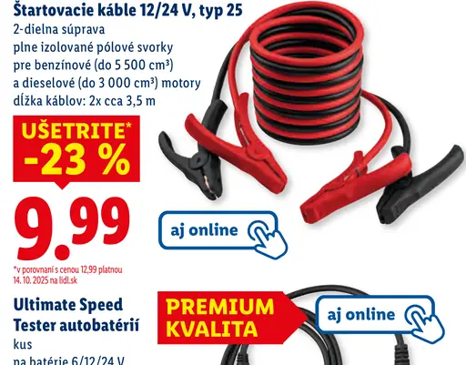 ULTIMATE SPEED Štartovacie káble 12/24 V, typ 25