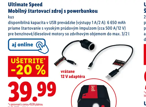 Ultimate Speed Mobilný štartovací zdroj s powerbankou