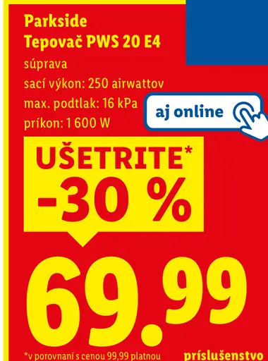 Parkside Tepovač PWS 20 E4