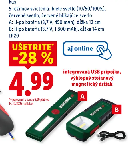 Parkside Mini aku ručné svietidlo