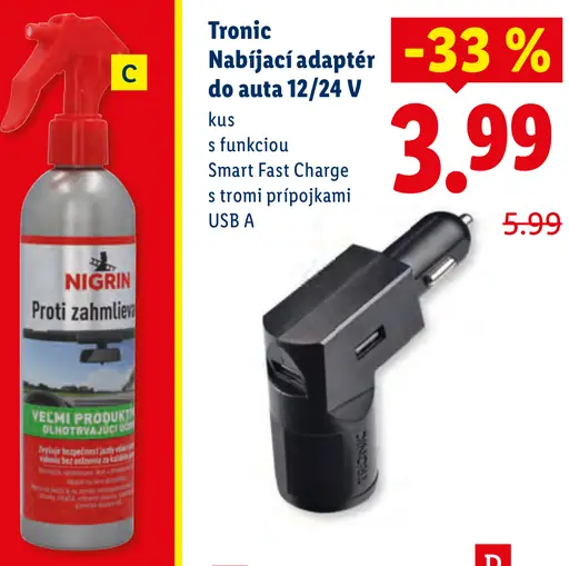 Tronic Nabíjací adaptér do auta 12/24 V