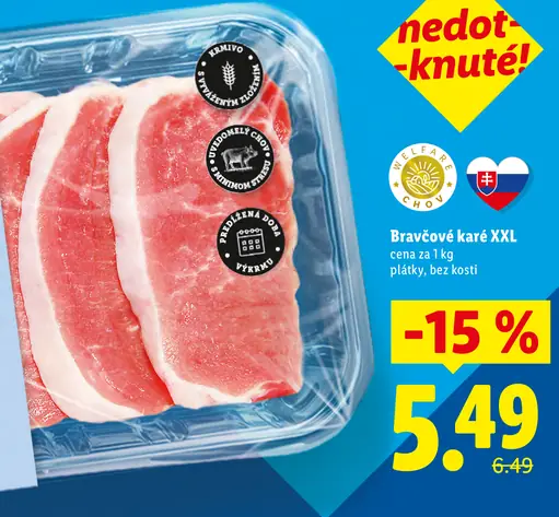 Bravčové karé bez kosti, plátky