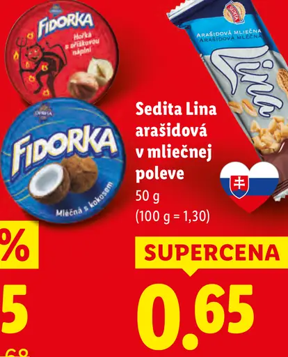Sedita Lina arašidová v mliečnej poleve