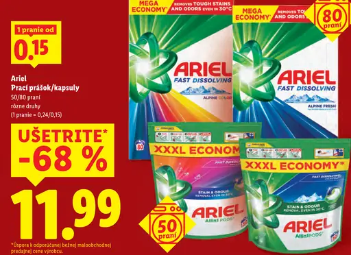 Ariel Prací prášok/Kapsuly