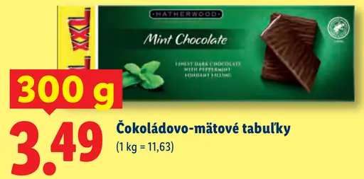 Mint Chocolate čokoládovo-mätové tabuľky