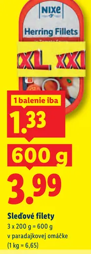 Nixe Sledové filety v paradajkovej omáčke