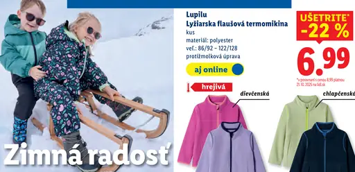 Lupilu Lyžiarska flaušová termomikina