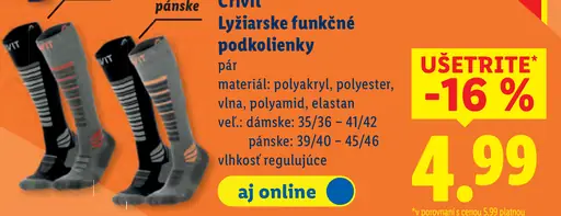 Crivit Lyžiarske funkčné podkolienky