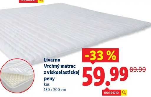 Livarno Vrchný matrac z viskoelastickej peny