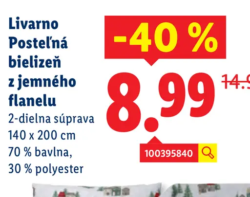 Livarno Posteľná bielizeň z jemného flanelu