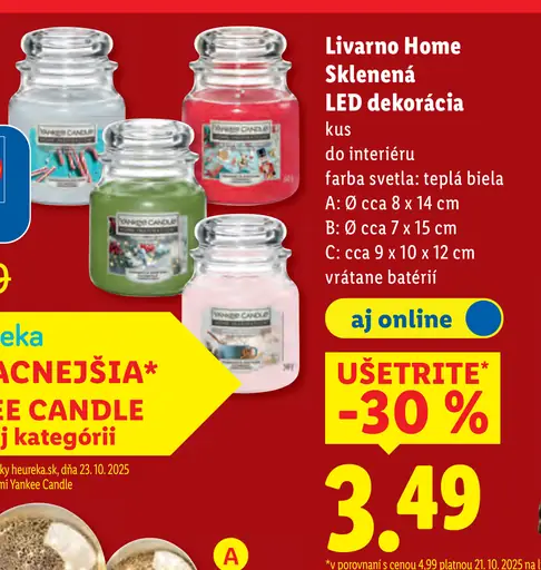 Livarn Home Sklenená LED dekorácia