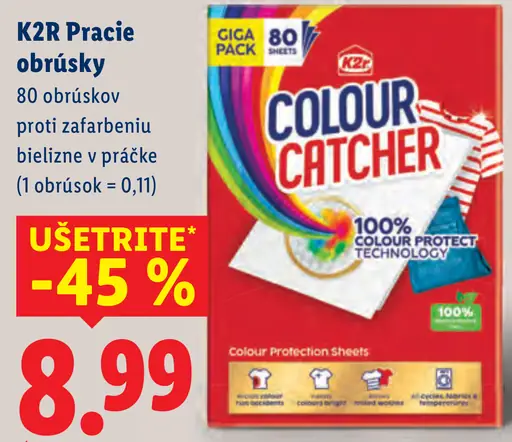 K2R Pracie obrúsky stop zafarbeniu