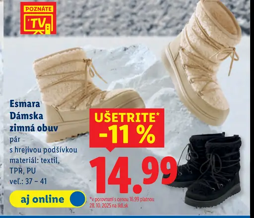 Esmara Dámska zimná obuv s hrejivou podšívkou