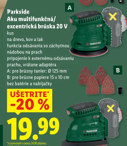 Parkside Aku multifunkčná/excentrická brúska 20 V